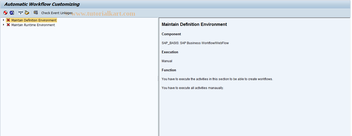 SAP TCode SWF_XI_CUSTOMIZING - Automatic BPM Customizing