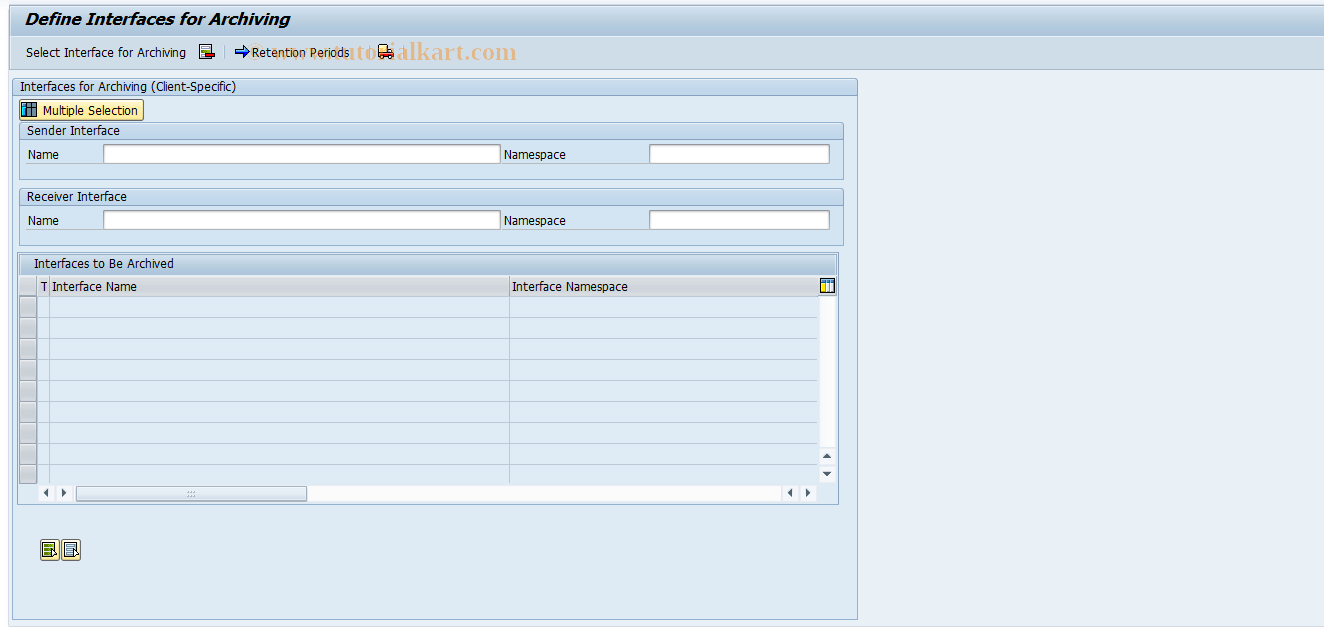 SAP TCode SXMB_ITFACTION - Interf. for Archv. and Ret. Periods