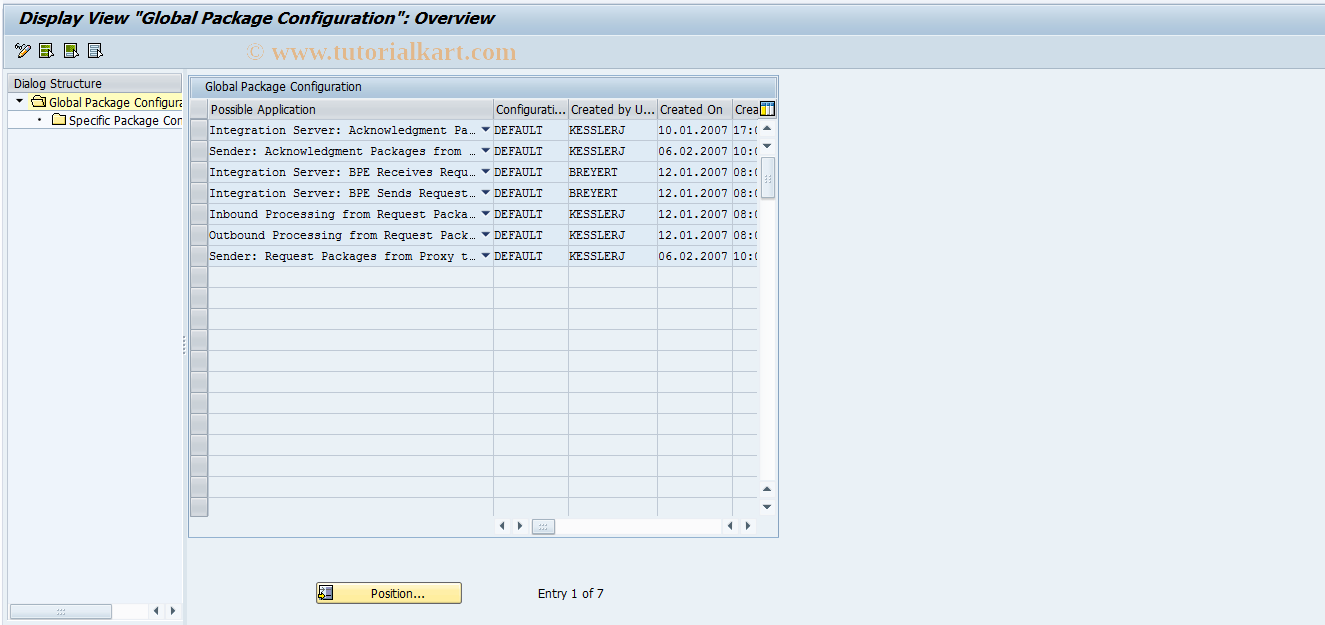 SAP TCode SXMS_BCONF - Package Configuration