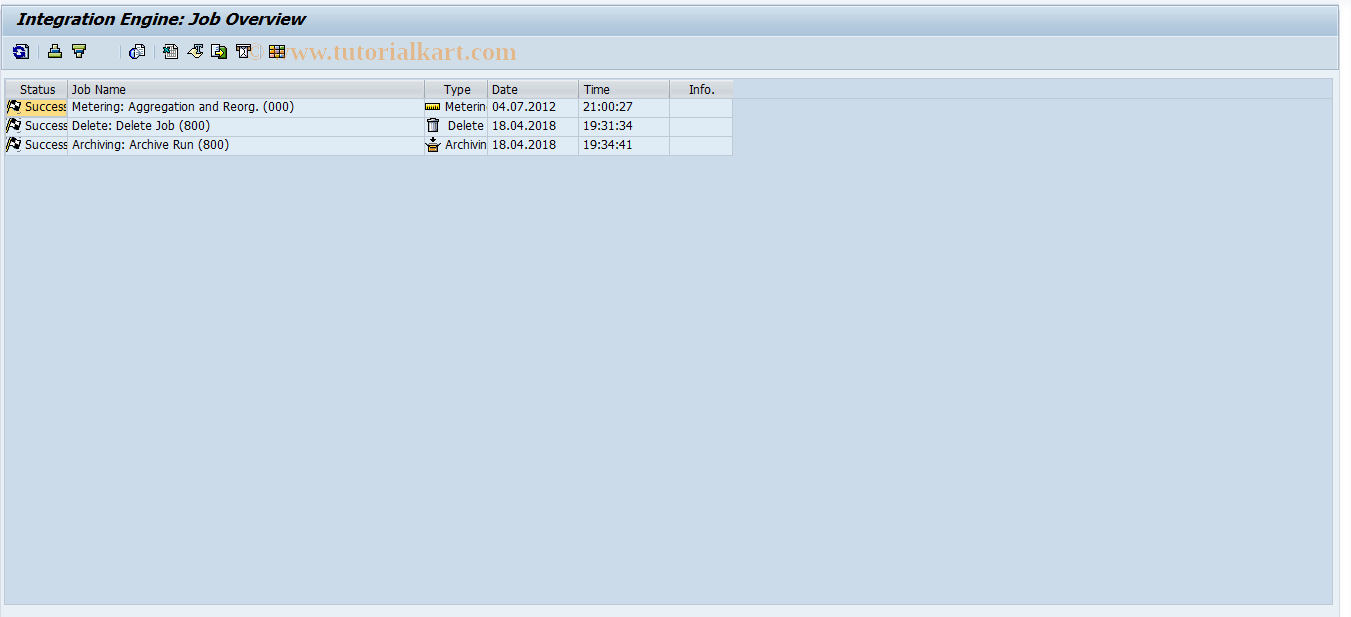 SAP TCode SXMS_MONI_JOB - Job overview