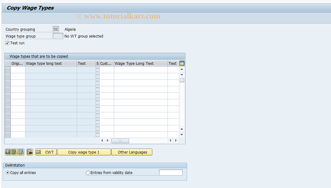 SAP TCode S_AHR_61000461 - IMG Activity: OHAMX_BEN001