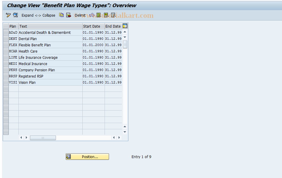 SAP TCode S_AHR_61000470 - IMG Activity: OHAMX_BEN003