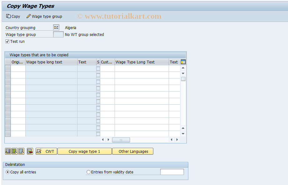 SAP TCode S_AHR_61010007 - IMG Activity: OHL057