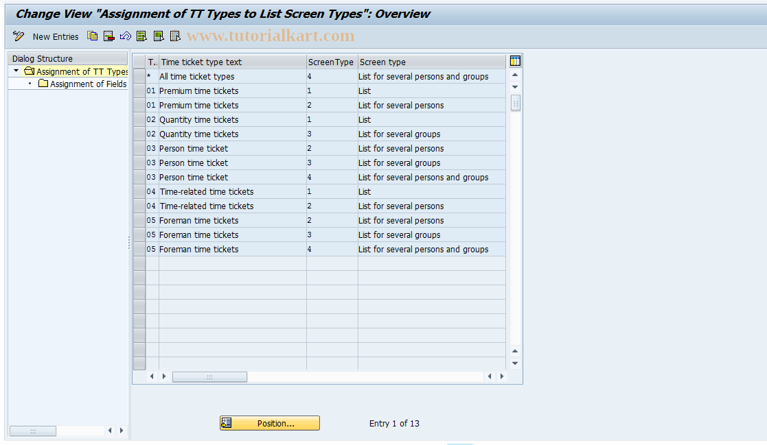 SAP TCode S_AHR_61010021 - IMG Activity: OHL051