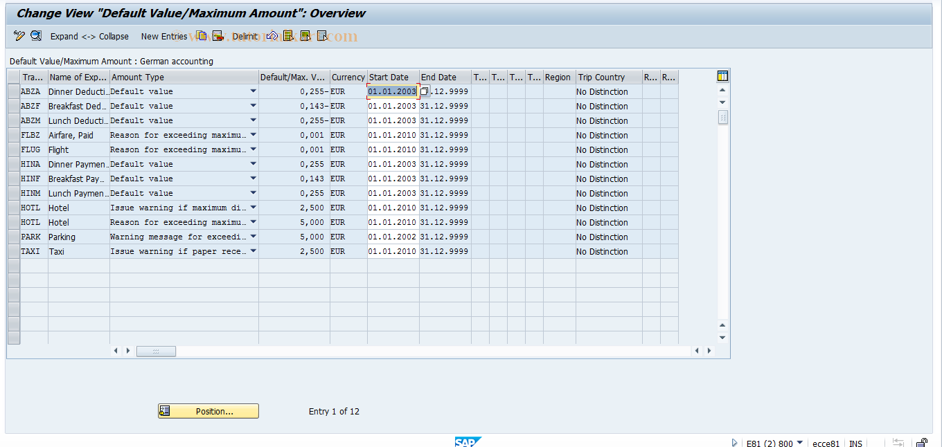 SAP TCode S_AHR_61010087 - IMG Activity: SIMG_OHR1060