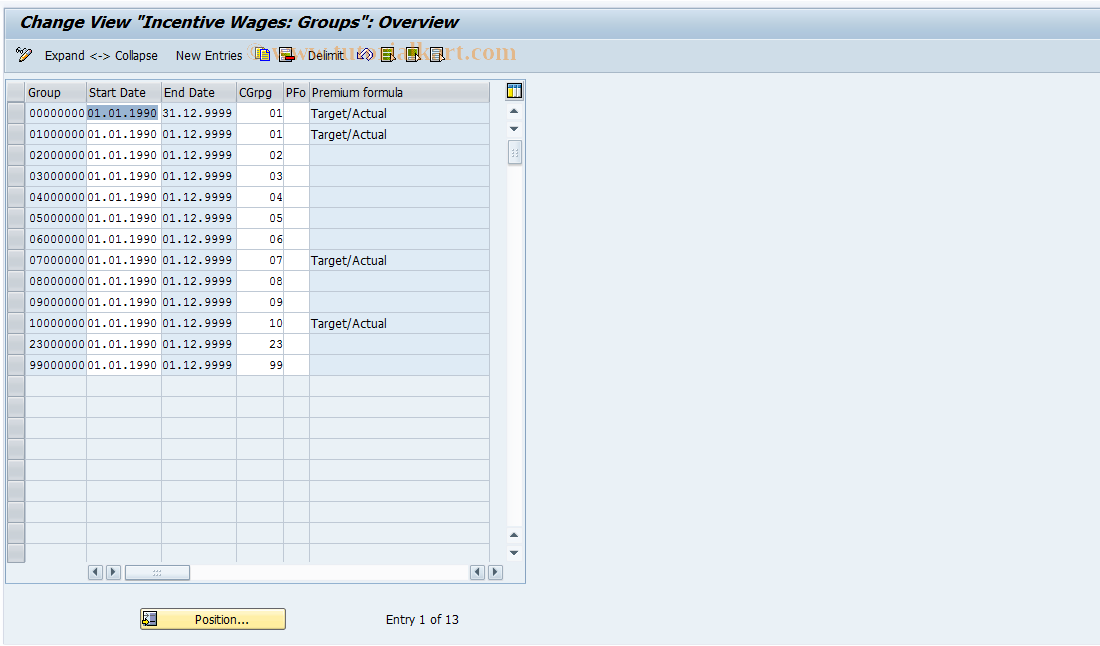 SAP TCode S_AHR_61010123 - IMG Activity: OHL013