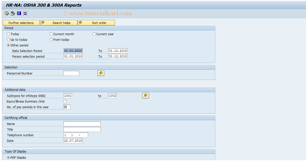 SAP TCode S_AL0_96000700 - HR-NA: OSHA 300 & 300A Reports