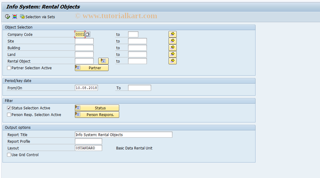 SAP TCode S_ALN_01001288 - Info System: Rental Objects