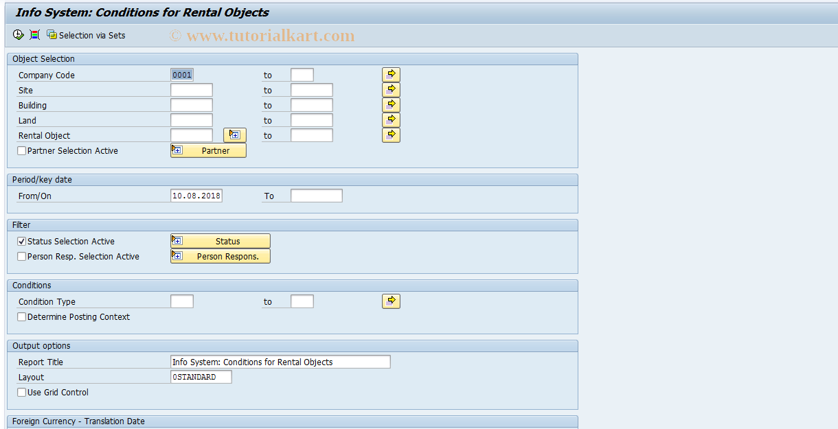 SAP TCode S_ALN_01001292 - Info System: Conditions for ROs