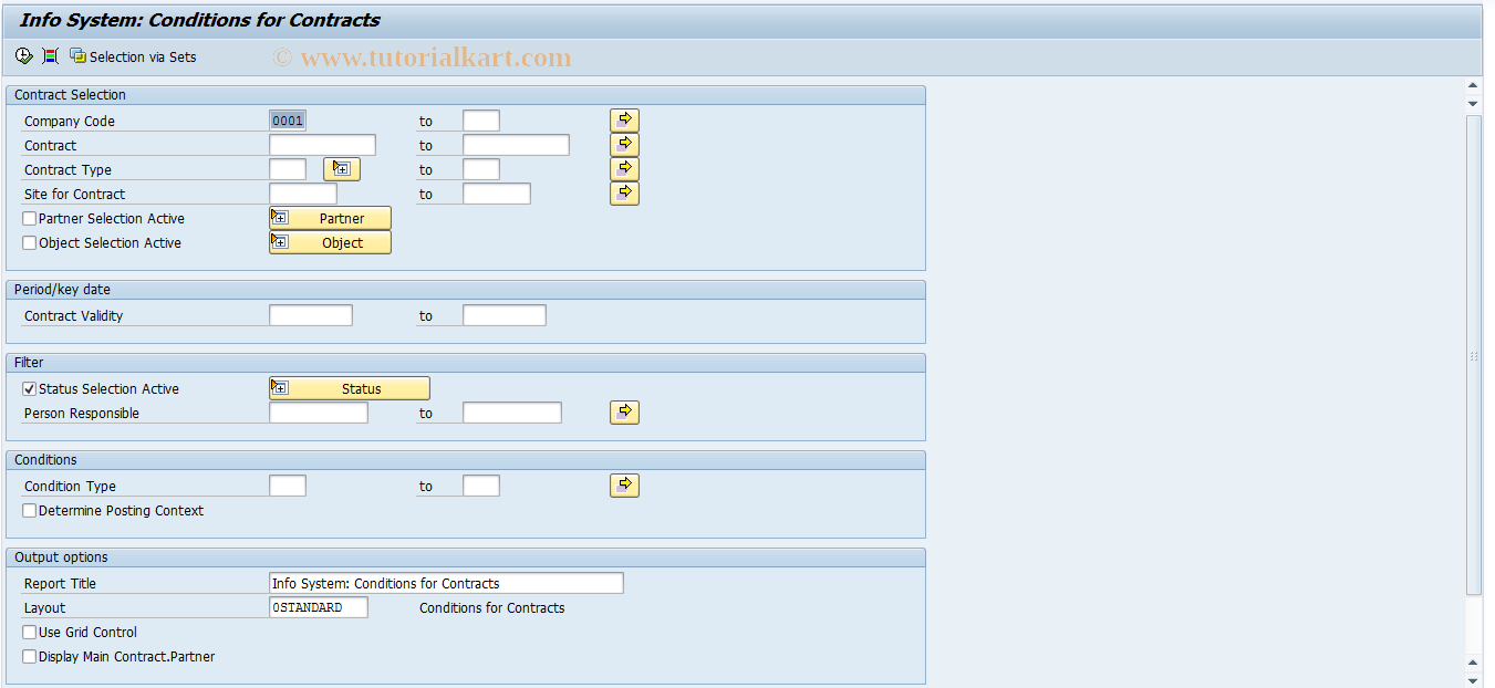 SAP TCode S_ALN_01001293 - Info System:Conditions for Contracts