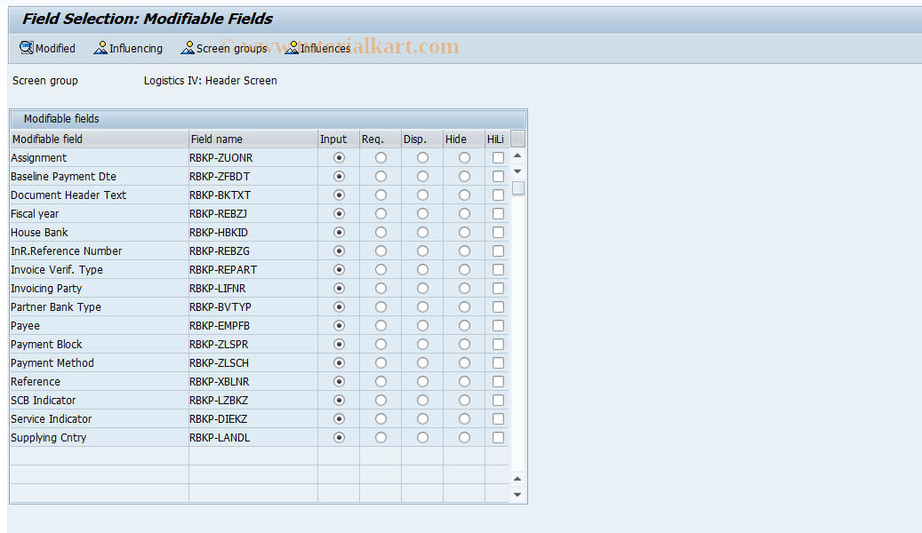 SAP TCode S_ALR_87002258 - IMG Activity: SIMG_CFMENUOLMRSFAC2