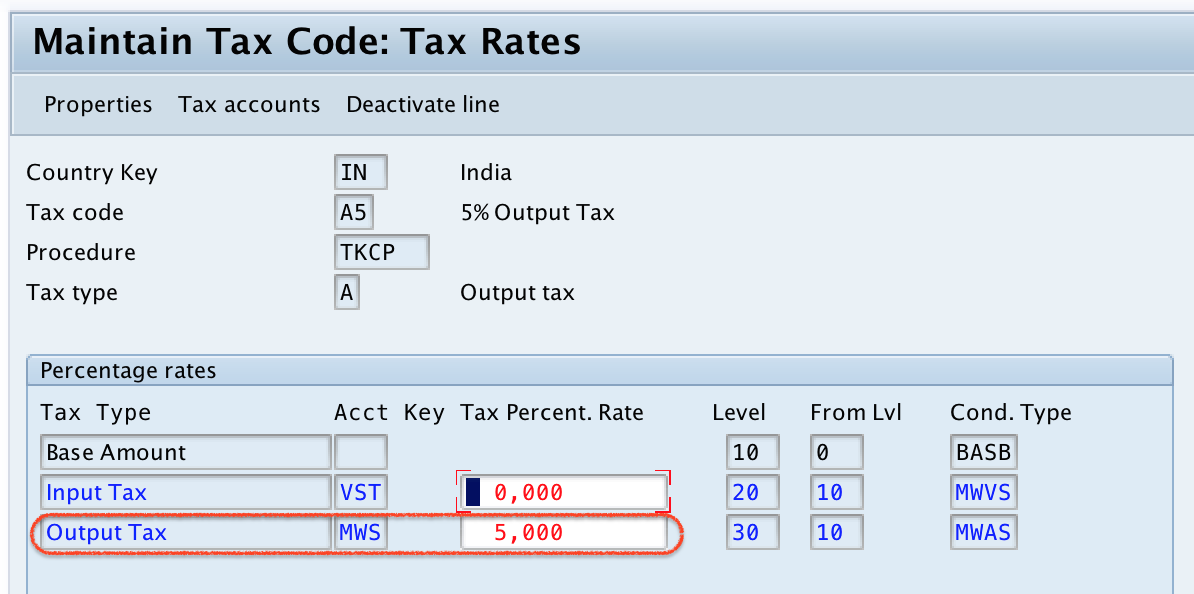 tax code assignment in sap