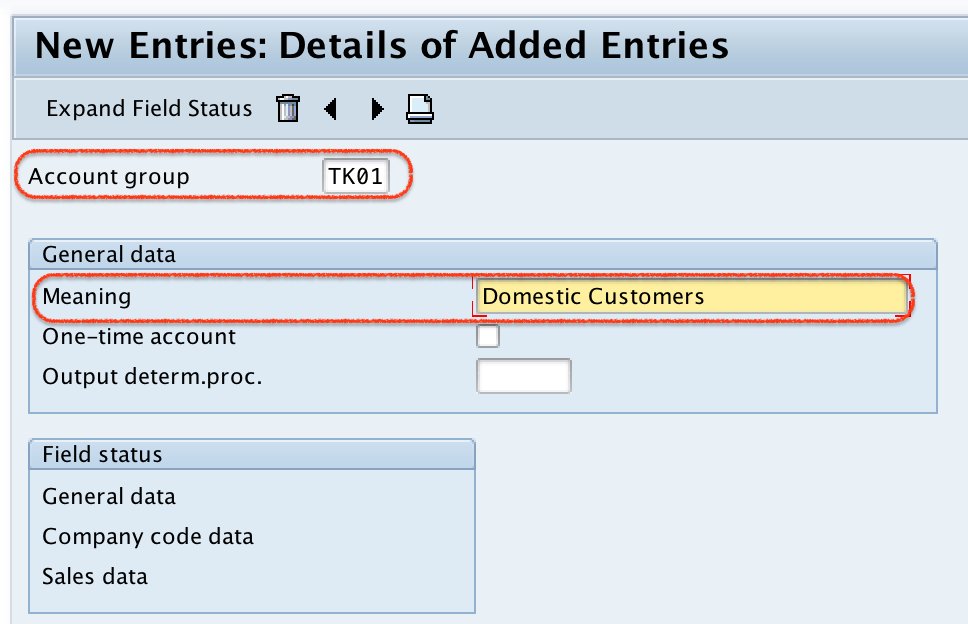 account assignment group field in sap table