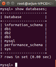 mysql list databases on server