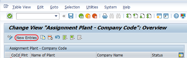assignment plant to company code table