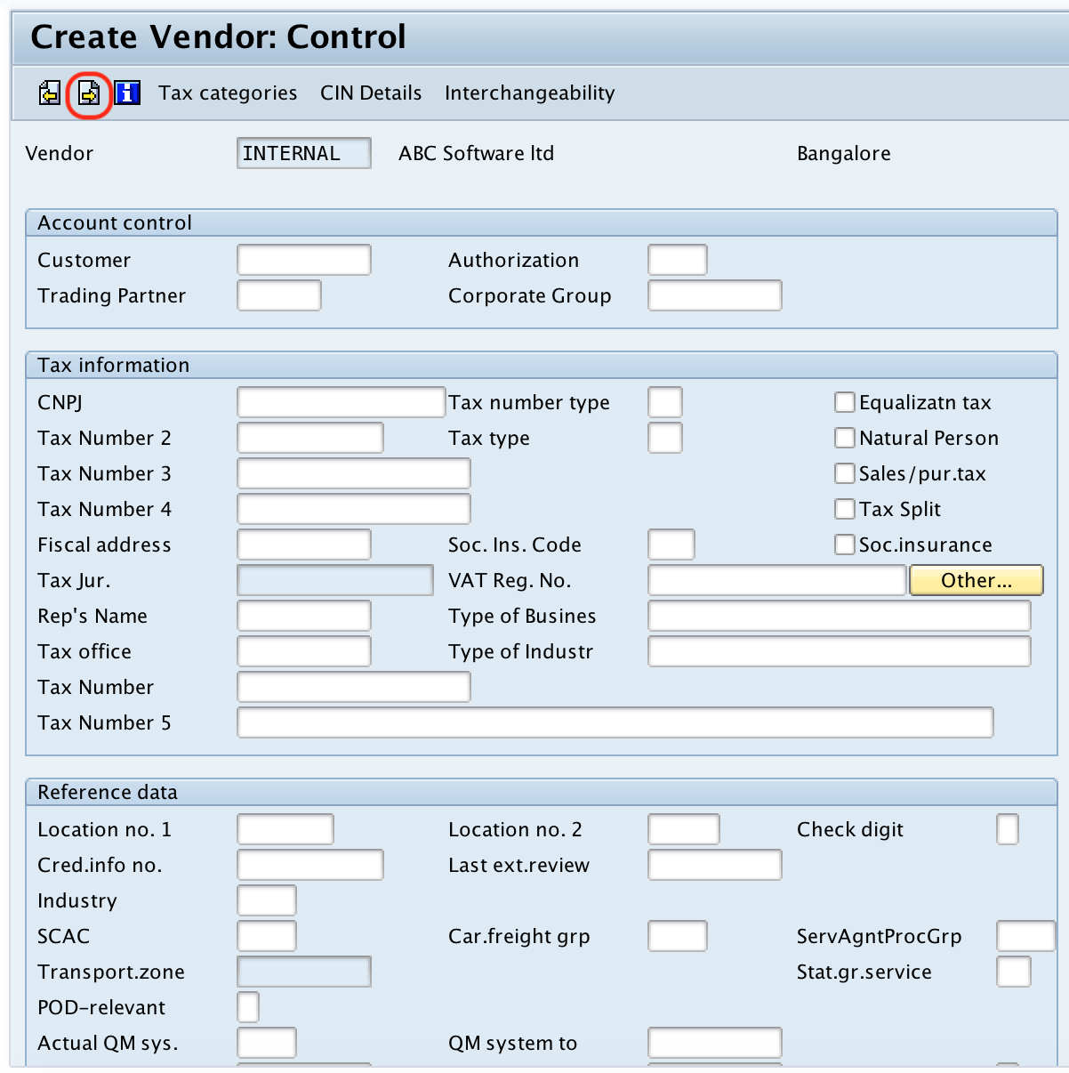 SAP FICO Create Vendor Master Record Vendor Code In SAP