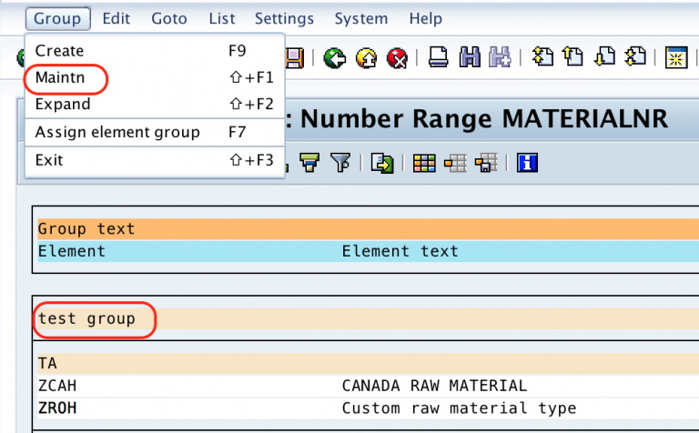 number range assignment to material type in sap