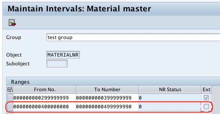 material number range assignment in sap
