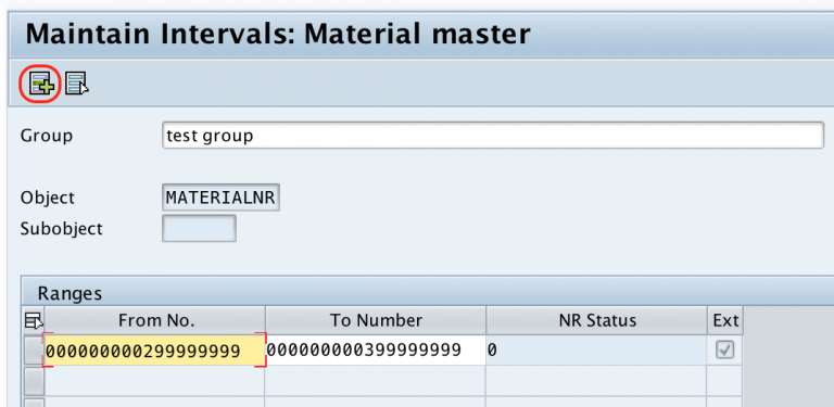 internal number assignment not possible for the material type