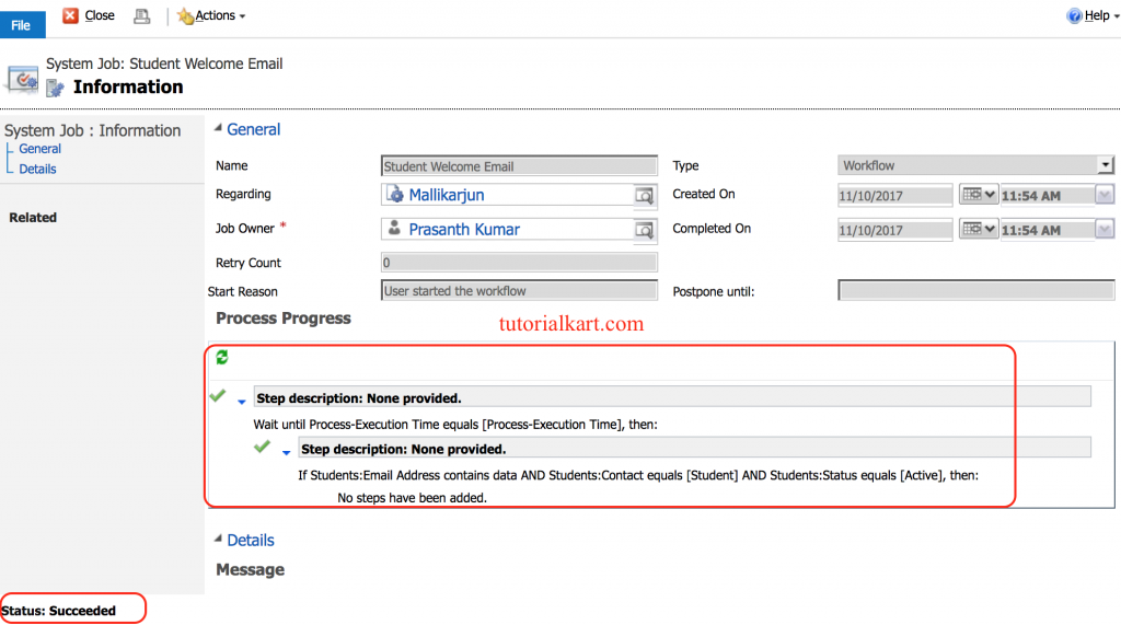 Run Workflow in Dynamics 365