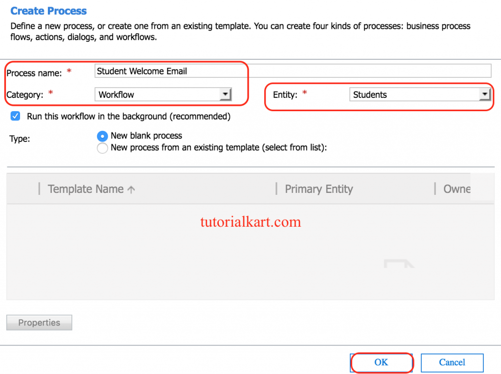 Defining Workflow properties in Dynamics 365