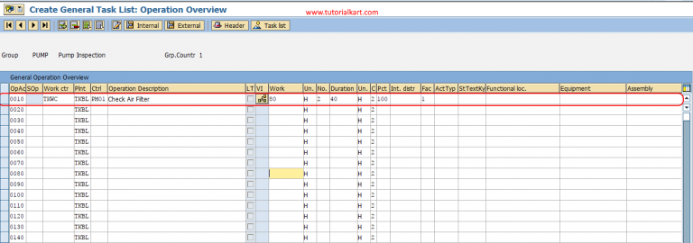 SAP PM - Create General Task List (Task List Group) - TutorialKart