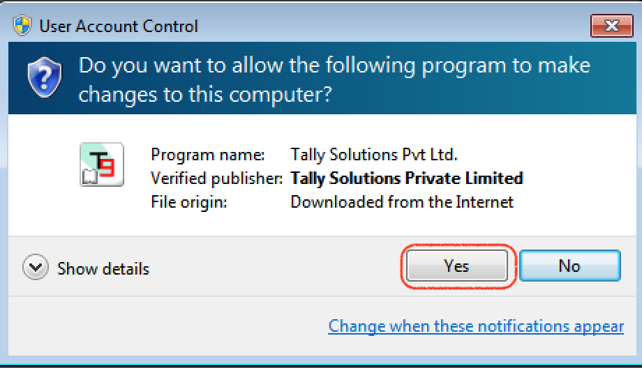 Tally user account control