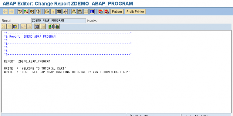 How To Create An ABAP Program In SAP - TutorialKart.Com