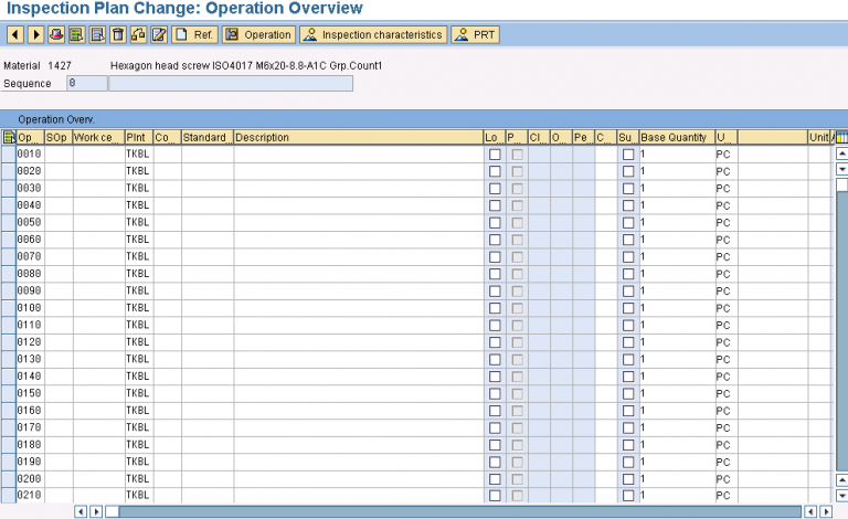 sap material assignment to inspection plan table