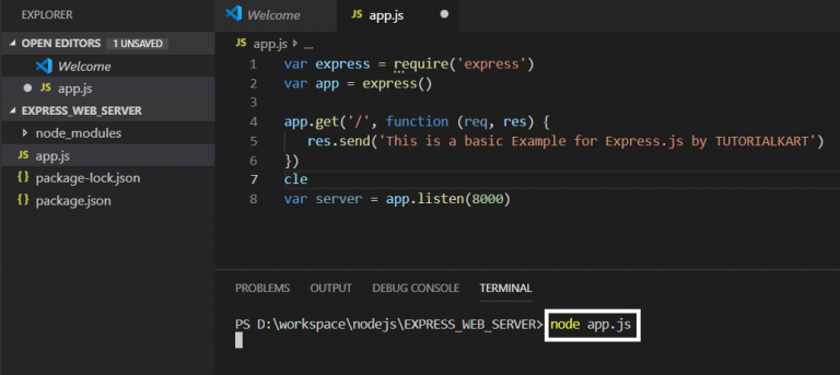 how to run javascript in visual studio code terminal
