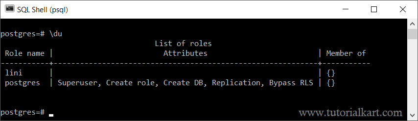 PostgreSQL List Users