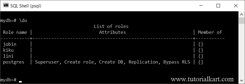 Postgres show users