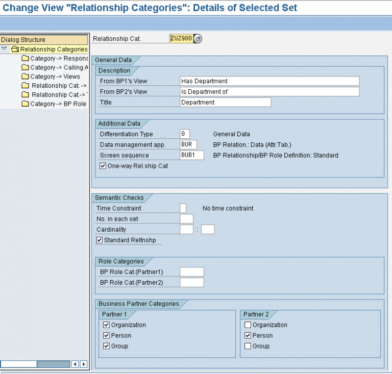 SAP FSCM - Define Relationship Categories in SAP