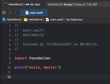 Swift Hello World Program