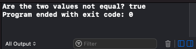 Swift Inequality Operator Example 1