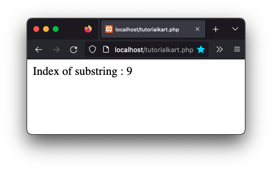 PHP Find Index Of A Substring In A String