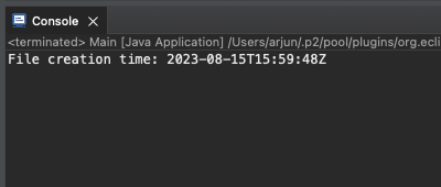 Java - Get file creation time - Example output