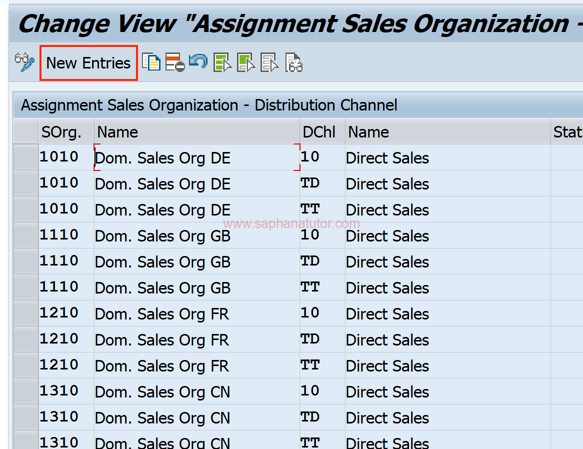 Assign the Distribution Channel to a Sales Organization