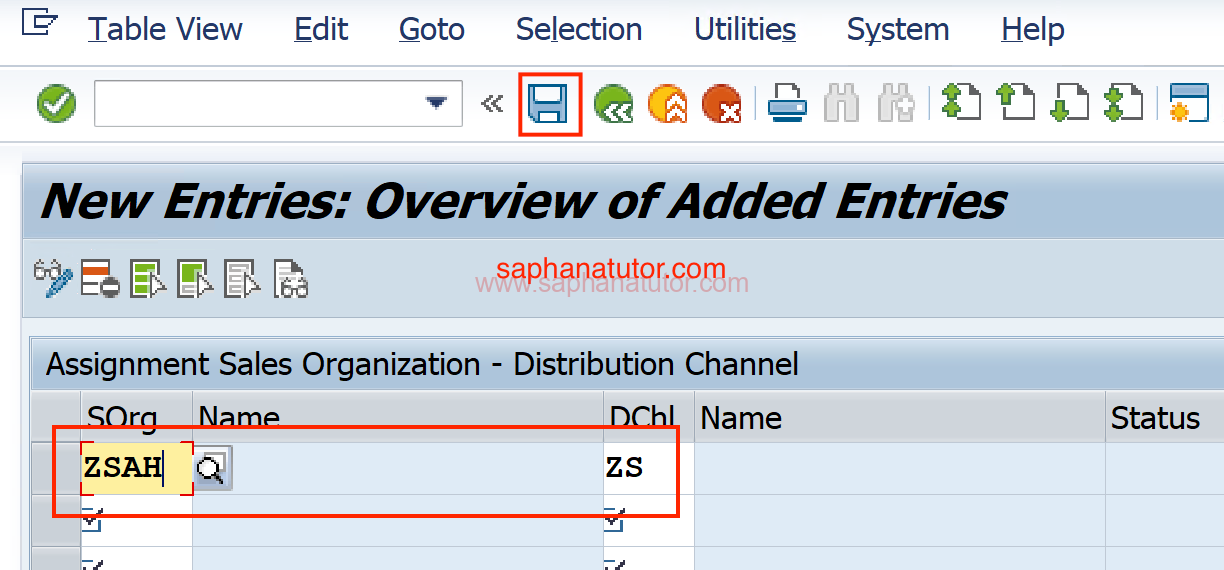 Assign the Distribution Channel to a Sales Organization