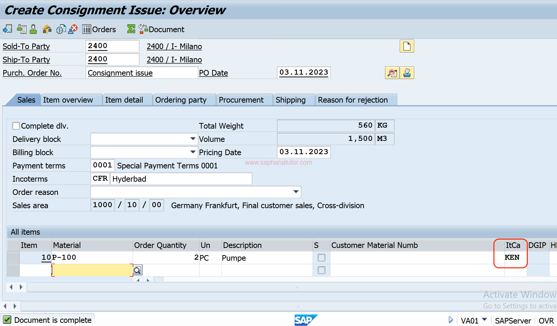 Understanding Consignment Issue in SAP SD