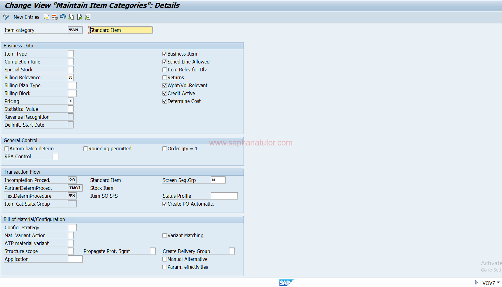 SAP SD Item Category (VOV7)& Determination (VOV4)