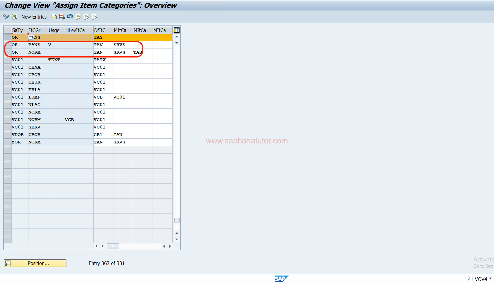 SAP SD Item Category (VOV7)& Determination (VOV4)