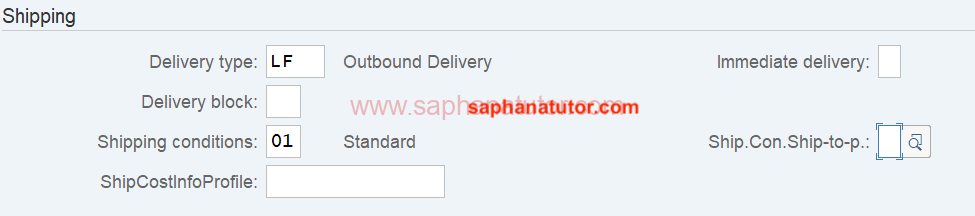 SAP SD Sales Document Type - Shipping