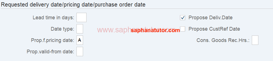 SAP SD Sales Document Type : Request Delivery Date/ Pricing / PO date