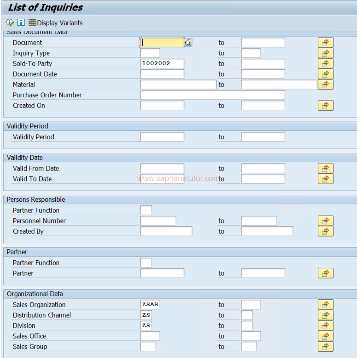 Sales Document Type - Quotation