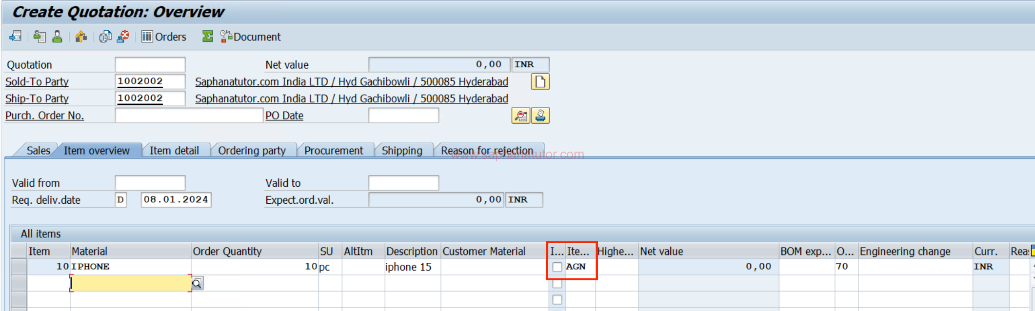 How to Create Quotation in SAP SD