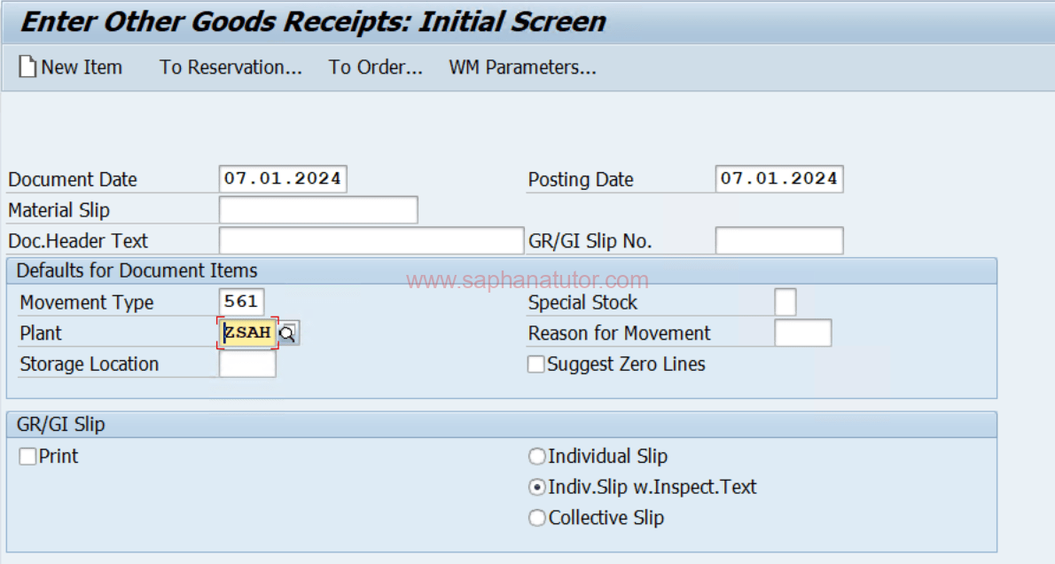 How to load initial Stock into SAP: T-Codes MB1C and MMBE