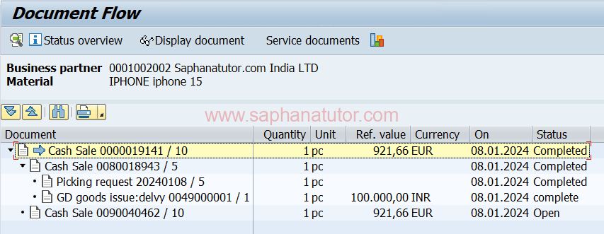 Controls for Cash Sales in SAP SD