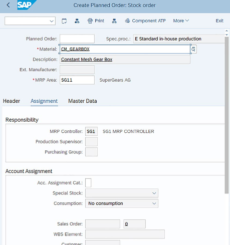 Assignment View in SAP PP