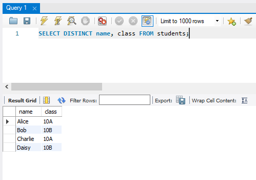 Select Distinct Values from Multiple Columns - MySQL Workbench Verification